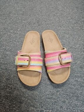 Women's Multicolor Crochet Buckle Slide Sandals